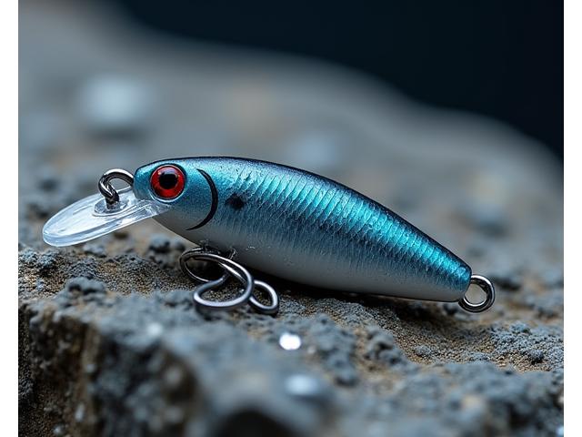 損傷を受けていない、硬質な複合鉱物ルアーのクローズアップ